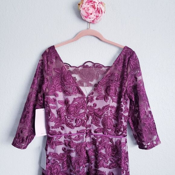 JS Collections Illusion Bateau Neck Embroidered Gown - Picture 8 of 9